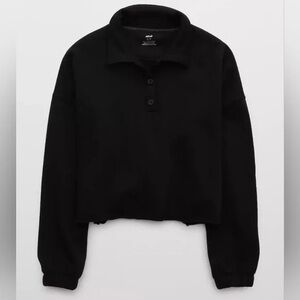 Aerie Cropped Polo Fleece Sweatshirt